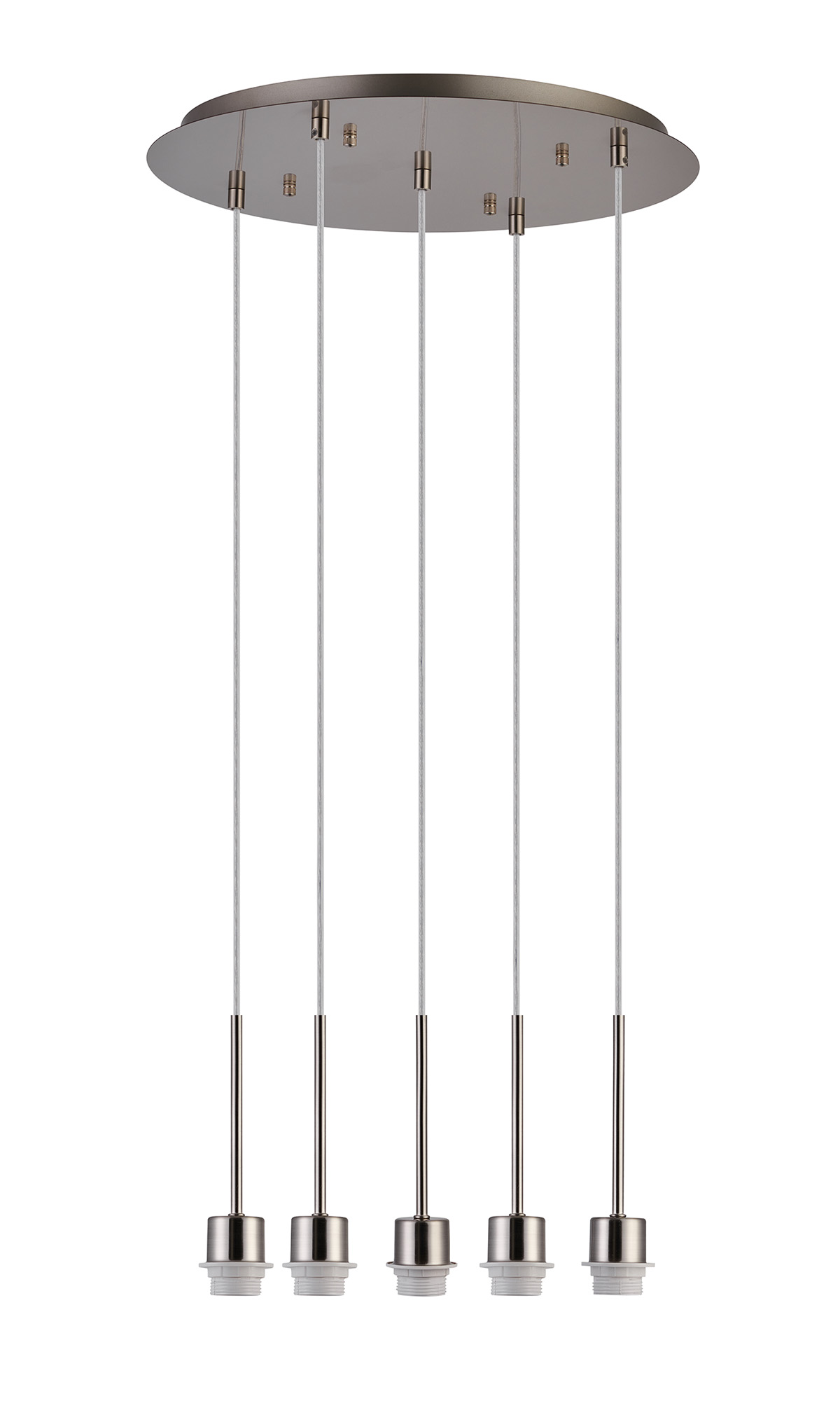 D0906SN  Carrie 45cm Satin Nickel 5 Light Round E27 Universal Pendant (FRAME ONLY), Suitable For A Vast Selection Of Shades